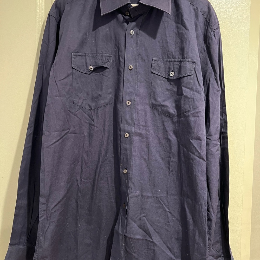 Men’s Dolce and Gabbana Navy Button-Up Shirt